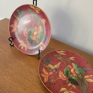 Andrea By Sadek Red and Green Parrot Decorative Dinner Plates